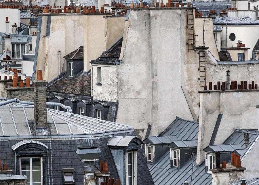 Michael Wolf - Paris Rooftops 12, Chromogenic Print Mounted to Archival Substrate, Framed in Black with Plexiglass, - Bau-Xi Gallery