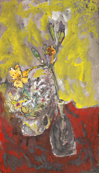 James Martin Artwork 'Untitled (Vase with Flower, Red and Yellow Background)' | Available at fosterwhite.com